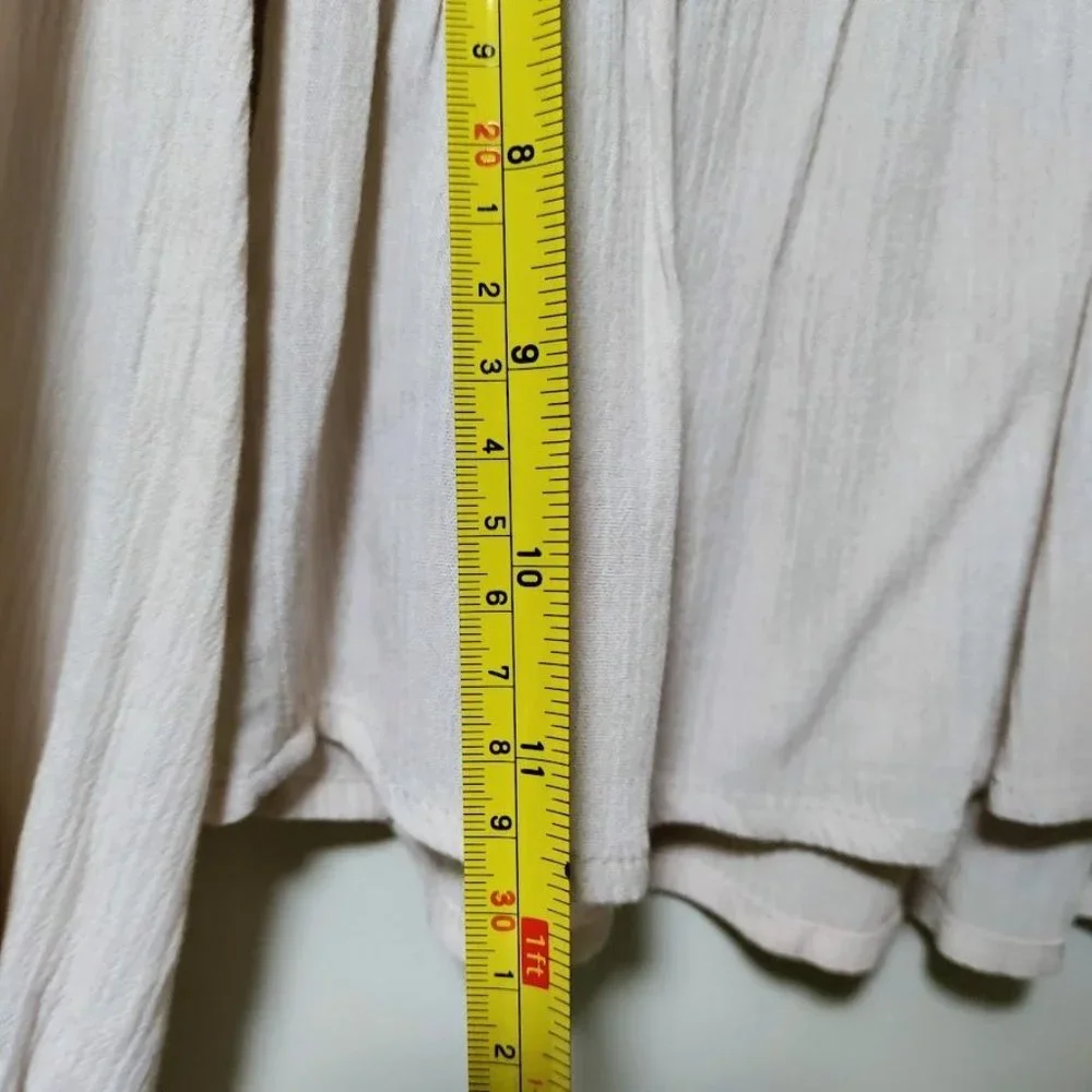 NWT Coco + Jaimeson Gauzy Coquette Whimsy Babydoll Peplum Top Beige Womens Small - Picture 6 of 9